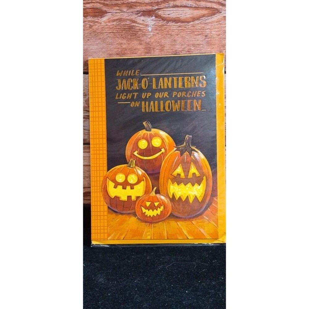 Vintage Style Halloween Card – Light Up Our Porches Unused Greeting Card